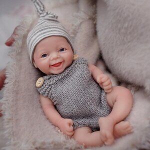 🆕7 Inch Full Body Silicone Black Baby Doll Boy Jefy Mini Newborn Baby Dolls